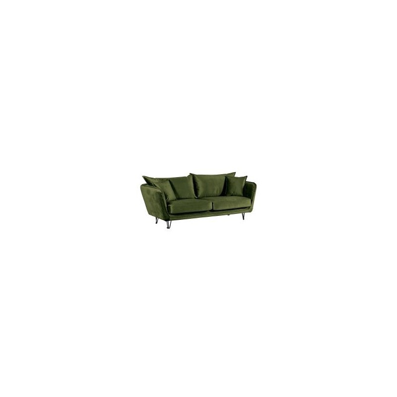 Canapé 3 places velours vert pieds métal 204cm Casita HASTING