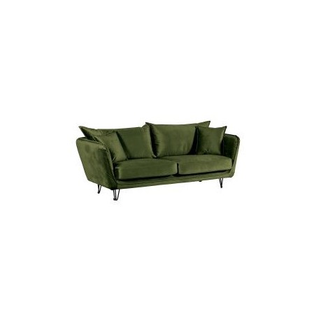 Canapé 3 places velours vert pieds métal 204cm Casita HASTING