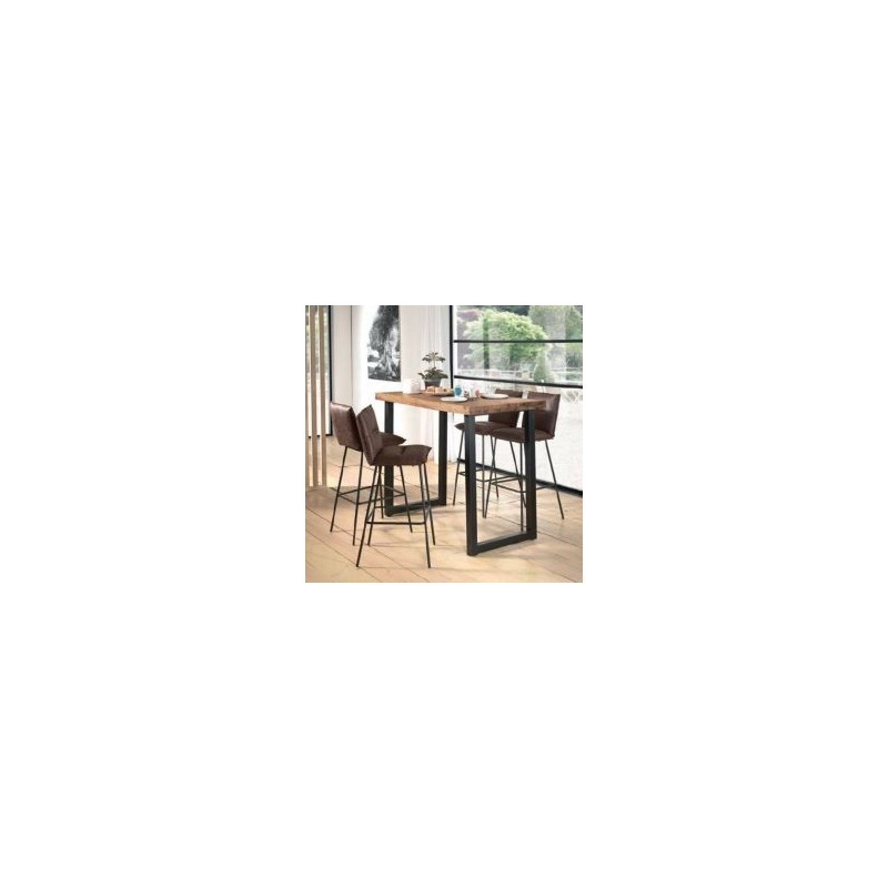 Table haute teck et métal 140cm Wales Casita WALTAHT 140