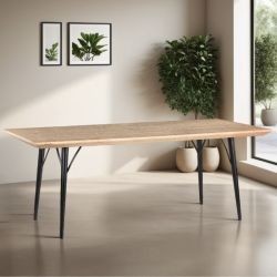Table salle à manger bois clair industriel SERENA 195cm