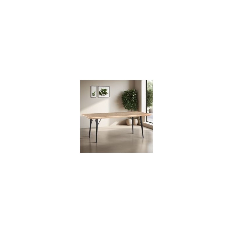 Table salle à manger bois clair industriel SERENA 195cm