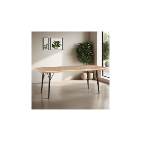 Table salle à manger bois clair industriel SERENA 195cm