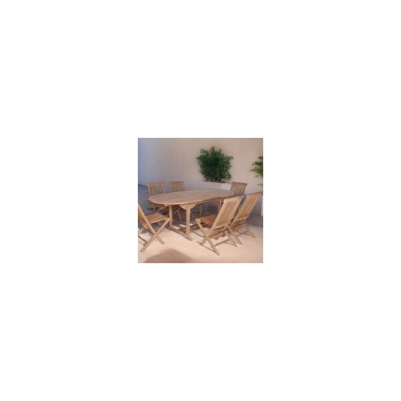 Table de jardin en teck extensible ovale 8 à 10 personnes 150/200cm