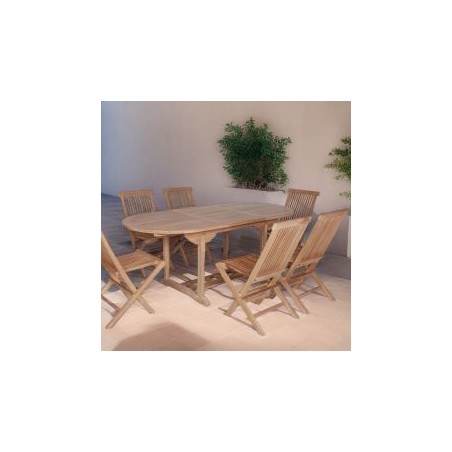Table de jardin en teck extensible ovale 8 à 10 personnes 150/200cm