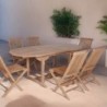 Table de jardin en teck extensible ovale 8 à 10 personnes 150/200cm