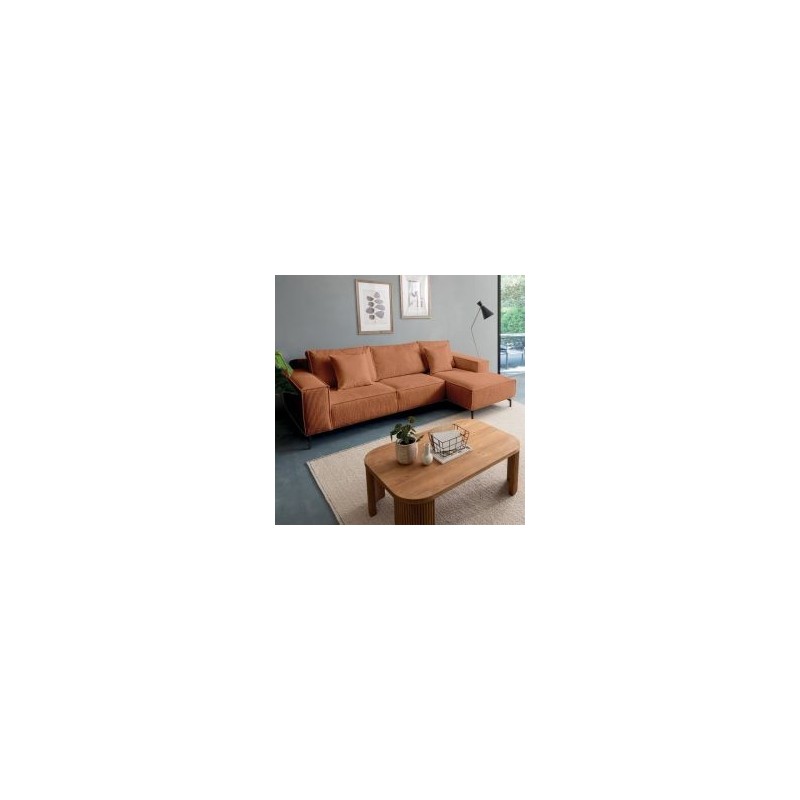 Canapé d'angle velours côtelé rouille 278cm PUEBLO Casita retour droit