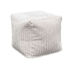 Pouf en velours côtelé blanc Casita LIZARD