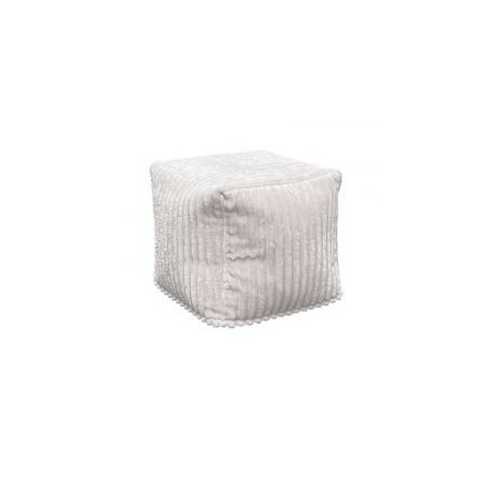 Pouf en velours côtelé blanc Casita LIZARD