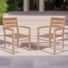 Lot de 2 fauteuils salon de jardin empilables en teck massif GARDEN