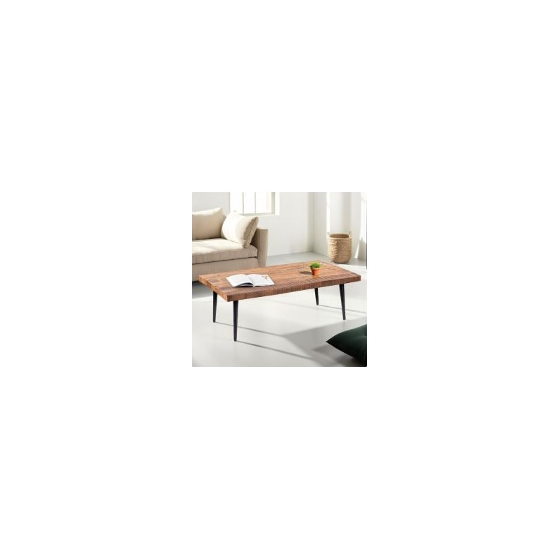 Table basse industrielle bois recyclé MELISSA 120cm