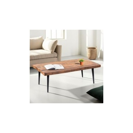 Table basse industrielle bois recyclé MELISSA 120cm