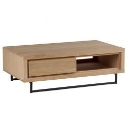 Table basse chêne massif et métal 120cm Ripley Casita
