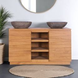Meuble salle de bain double vasques 140 cm teck massif BAIN