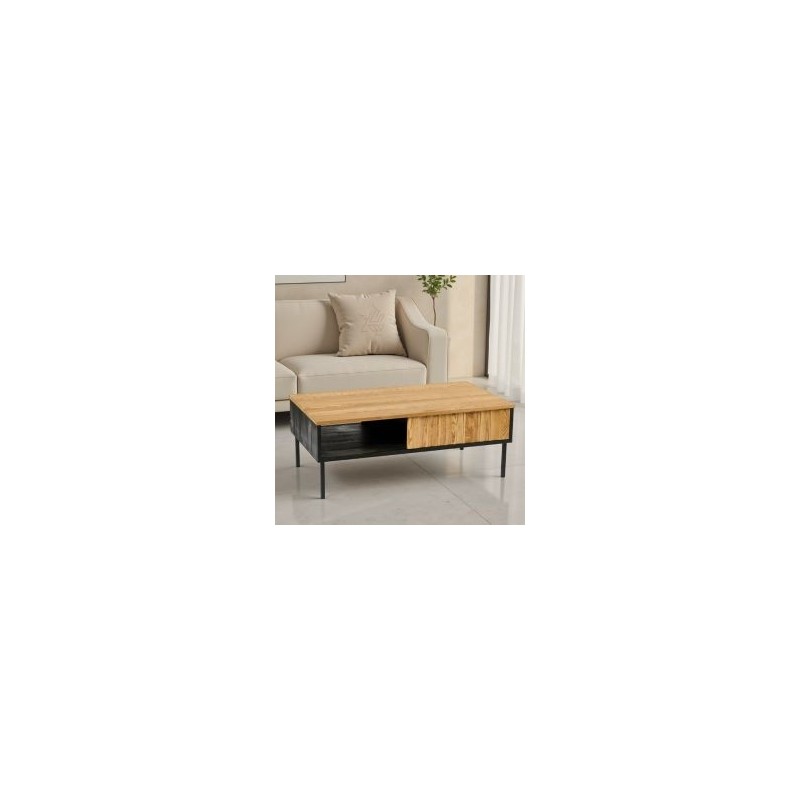 Table basse bois et noir frêne et métal 110cm SYDNEY Casita