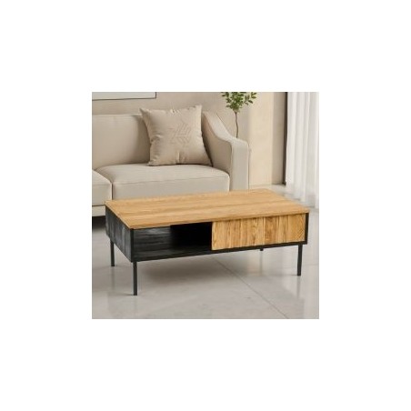 Table basse bois et noir frêne et métal 110cm SYDNEY Casita
