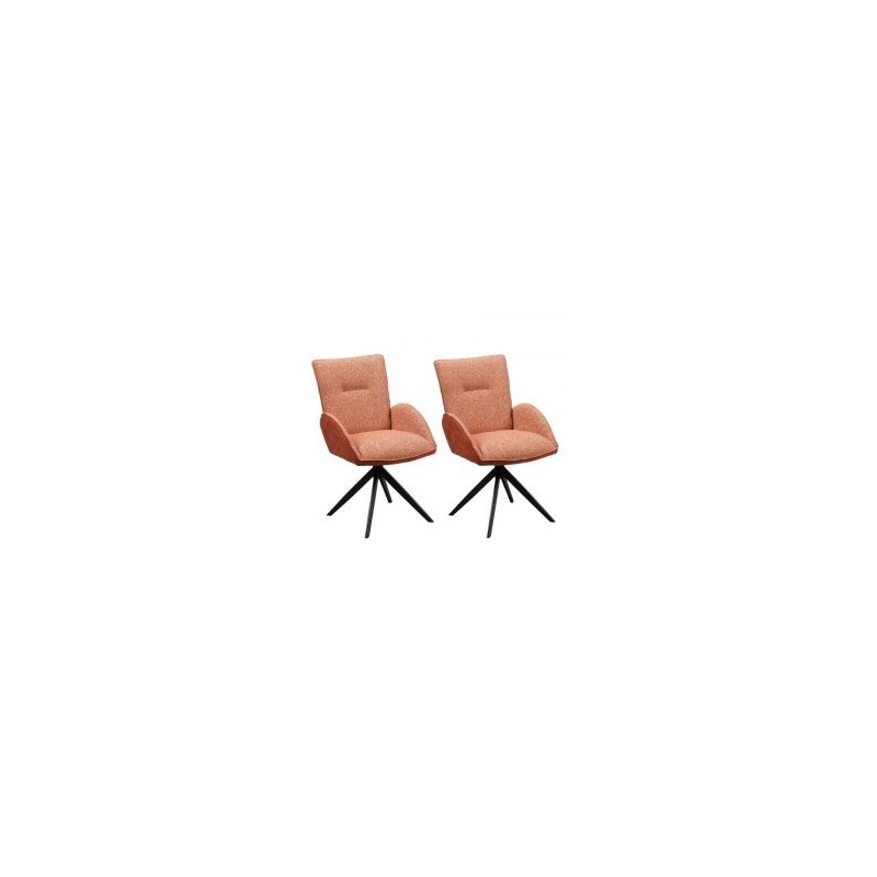 Lot de 2 chaise salle a manger pivotante en tissu rouille EDDY Casita