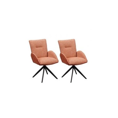 Lot de 2 chaise salle a manger pivotante en tissu rouille EDDY Casita