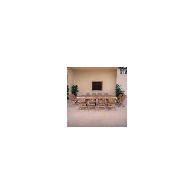 Table de jardin avec rallonge en teck massif 220cm