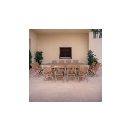 Table de jardin avec rallonge en teck massif 220cm