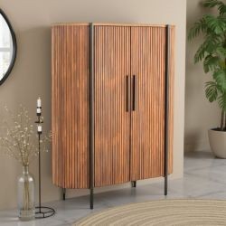 Armoire arrondie en bois exotique lamelles 120cm Casita TROMS