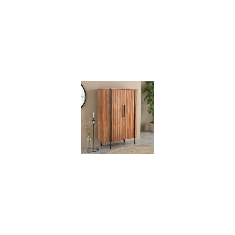 Armoire arrondie en bois exotique lamelles 120cm Casita TROMS