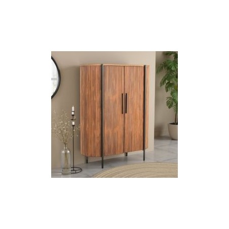 Armoire arrondie en bois exotique lamelles 120cm Casita TROMS
