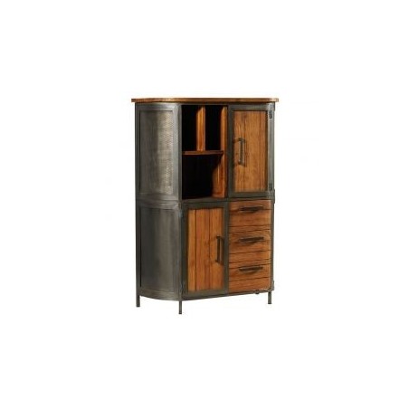 Buffet haut en métal et teck massif vieilli 100cm Hepley Casita