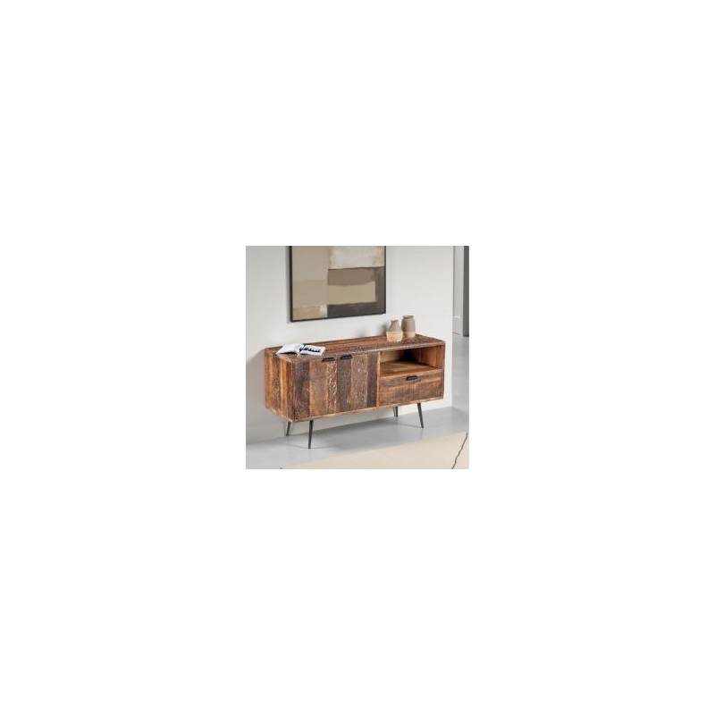 Meuble télé en bois recyclé industriel MELISSA 115cm