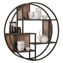 Grande étagère murale ronde bois recyclé 120cm dbodhi TUAREG