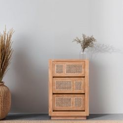 Chiffonnier teck et rotin 50cm COLONIAL