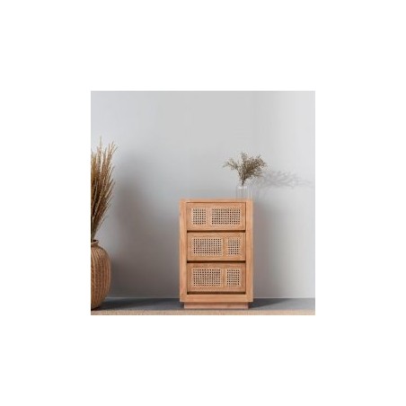 Chiffonnier teck et rotin 50cm COLONIAL