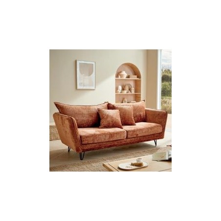 Canapé terracotta 3 places tissu doux 204cm HASTING Casita