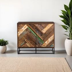 Petit bahut industriel 2 portes 88cm RITA Kayu Intérieur