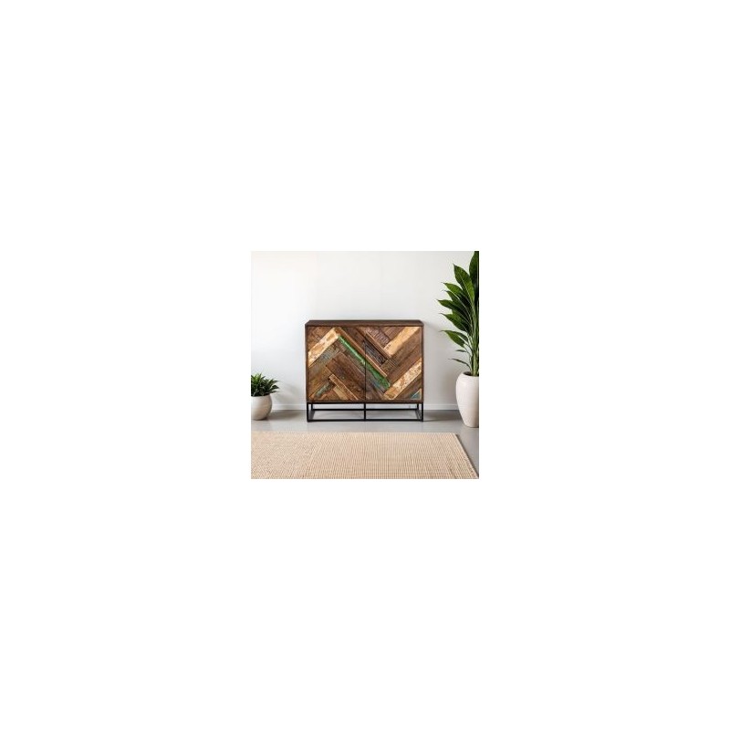Petit bahut industriel 2 portes 88cm RITA Kayu Intérieur