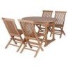 Salon de jardin teck massif ovale 120/180cm 4 chaises pliantes GARDEN