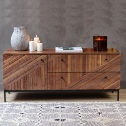 Meuble TV bois recyclé et métal 120cm MAIA