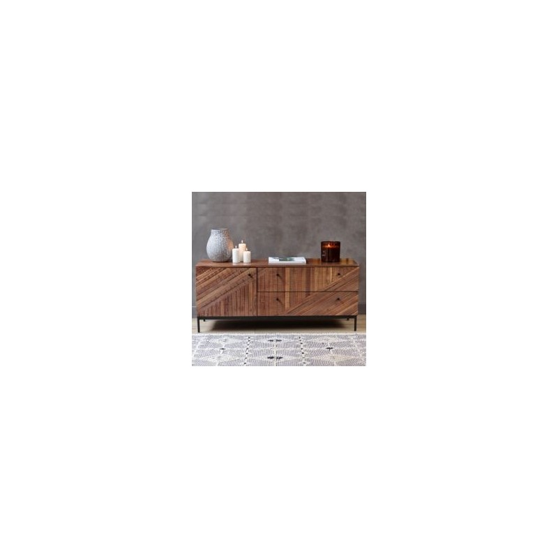 Meuble TV bois recyclé et métal 120cm MAIA