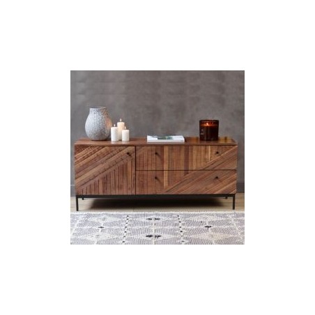 Meuble TV bois recyclé et métal 120cm MAIA