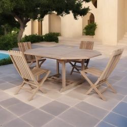 Table à manger extérieur extensible teck massif 4 à 8 personnes 120/180cm
