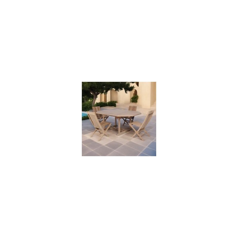 Table à manger extérieur extensible teck massif 4 à 8 personnes 120/180cm