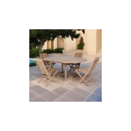 Table à manger extérieur extensible teck massif 4 à 8 personnes 120/180cm