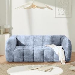 Canapé nuage design 3 places tissu gris bleu Casita MILOW