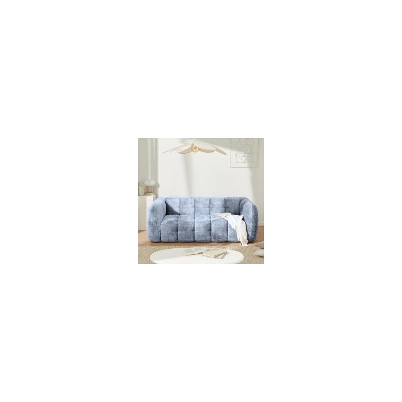 Canapé nuage design 3 places tissu gris bleu Casita MILOW