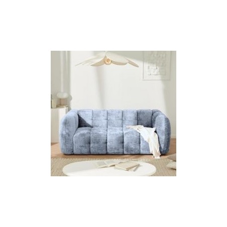 Canapé nuage design 3 places tissu gris bleu Casita MILOW