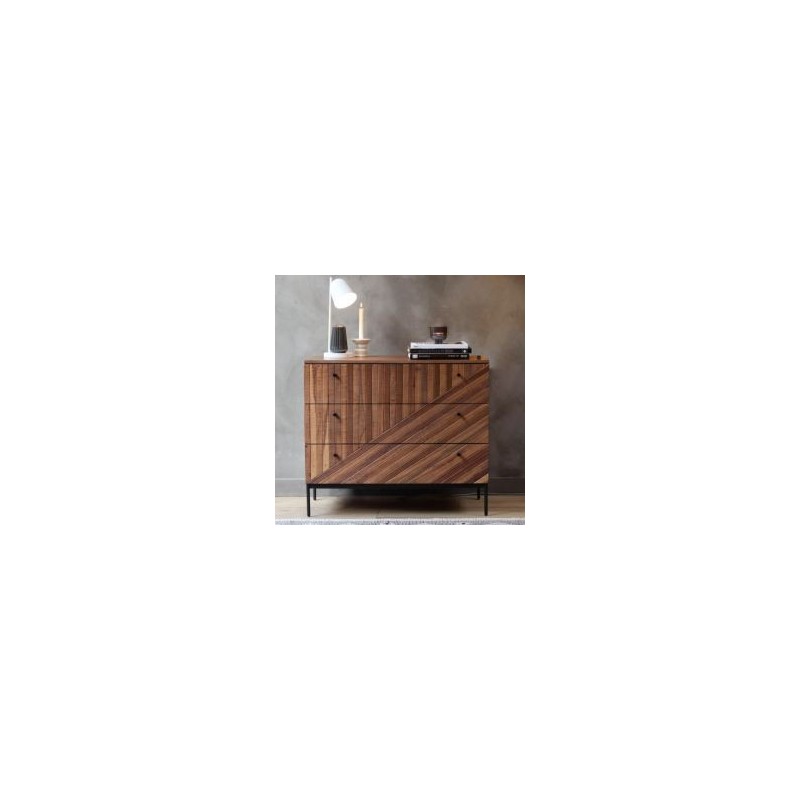 Commode 3 tiroirs bois recyclé et métal 90cm MAIA