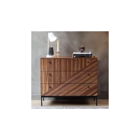 Commode 3 tiroirs bois recyclé et métal 90cm MAIA