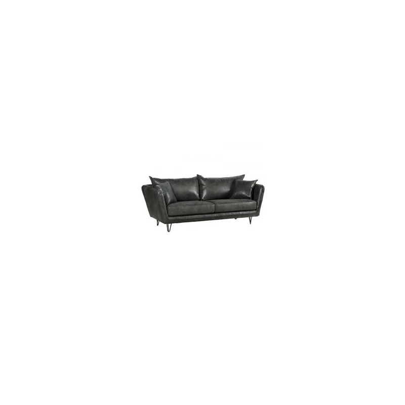 Canapé 3 places tissu gris pieds métal 204cm Casita HASTING HASCA3GOBGRI