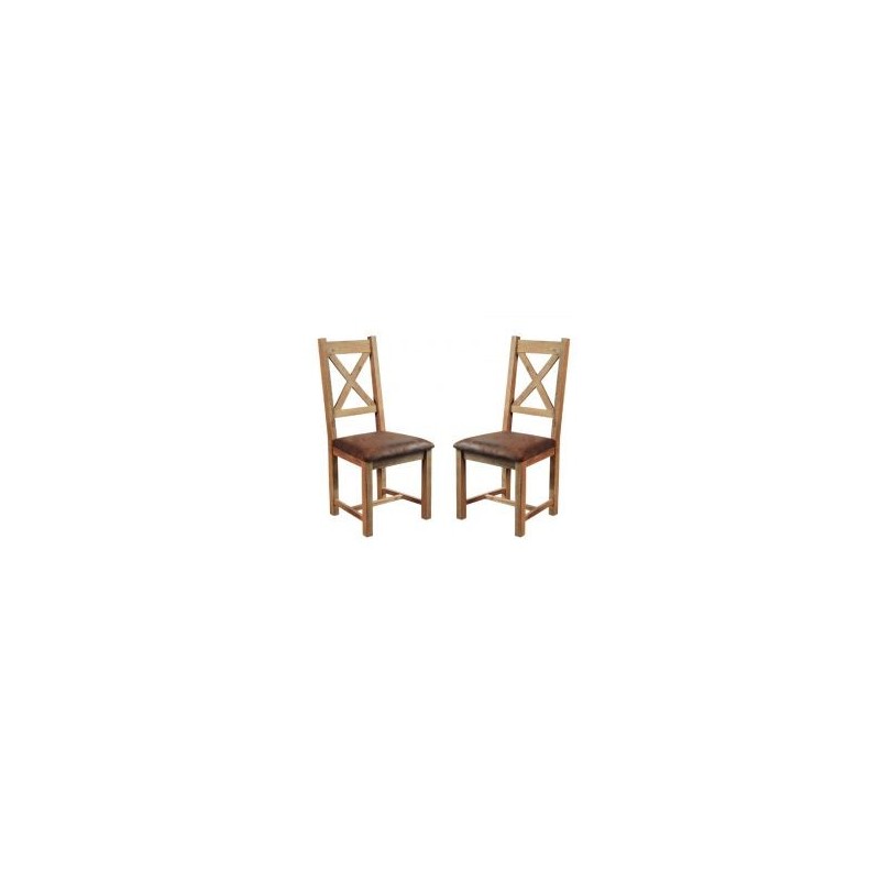 Lot de 2 chaises chêne massif et tissu Lodge Casita LODCHA 2