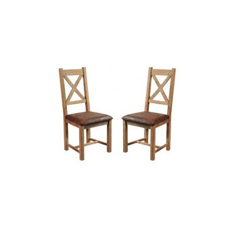 Lot de 2 chaises chêne massif et tissu Lodge Casita LODCHA 2