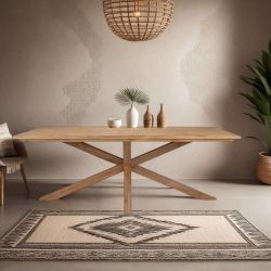 Table repas en teck recyclé massif pied mikado bois 180cm XONO d-bodhi